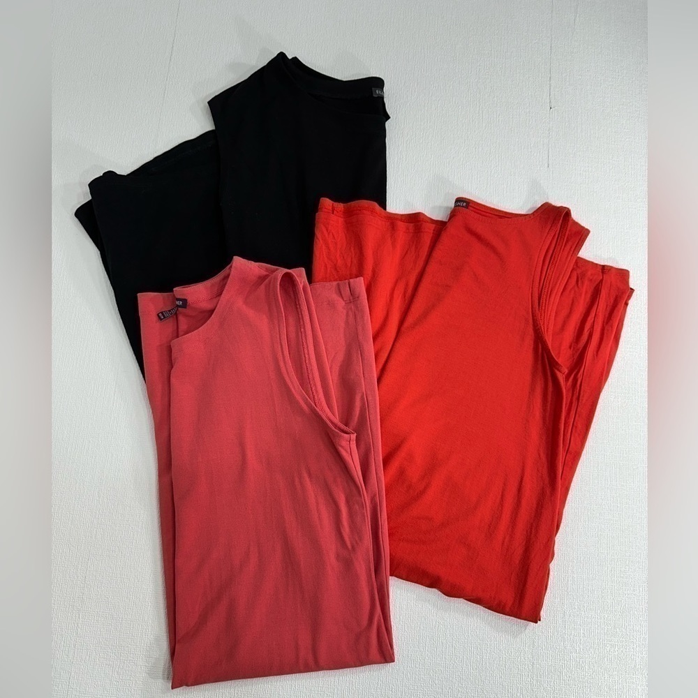 Eileen Fisher set of 3 dresses red peach black size XS